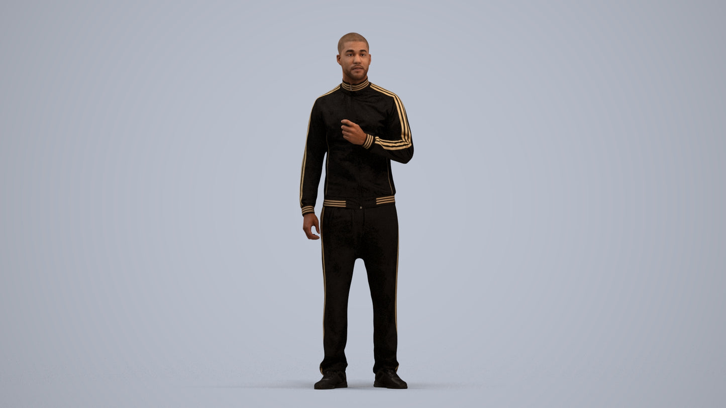 3D scanned man standing sport, photorealistic archviz people for Enscape and SketchUp, standing pose render
