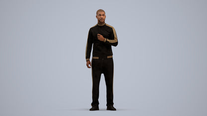 3D scanned man standing sport, photorealistic archviz people for Enscape and SketchUp, standing pose render