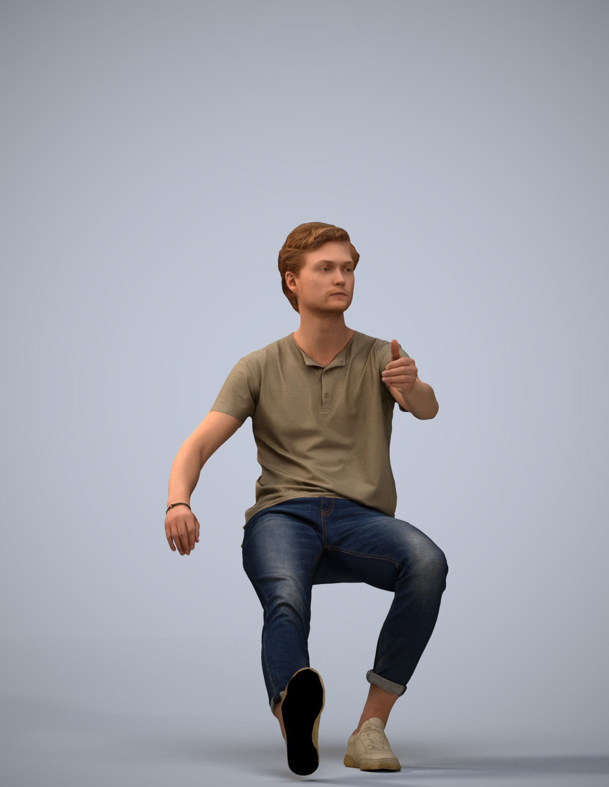 3D people model man casual sitting, scanned human for 3ds Max rendering
