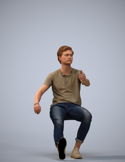 3D people model man casual sitting, scanned human for 3ds Max rendering