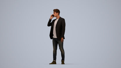 realistic 3D human man casual standing, archviz people FBX OBJ for Blender, top-down view render