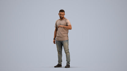 3D people model man casual standing, scanned human for 3ds Max rendering, standing pose render