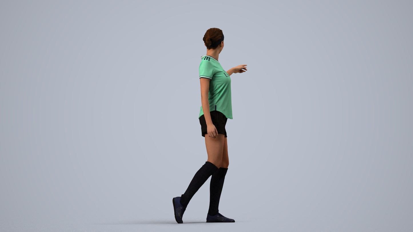 photogrammetry 3D woman sport, realistic human model archviz FBX, side view render