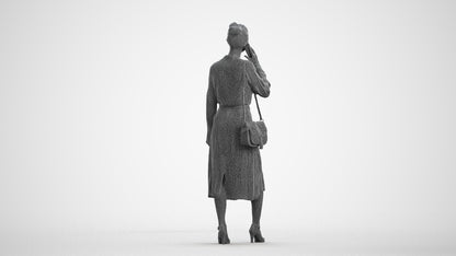 photogrammetry 3D woman casual standing, realistic human model archviz FBX, wireframe front view