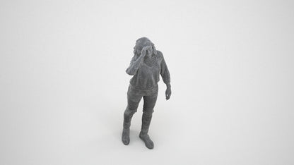 realistic 3D woman casual walking, scanned archviz people for Blender and 3ds Max, wireframe three-quarter view