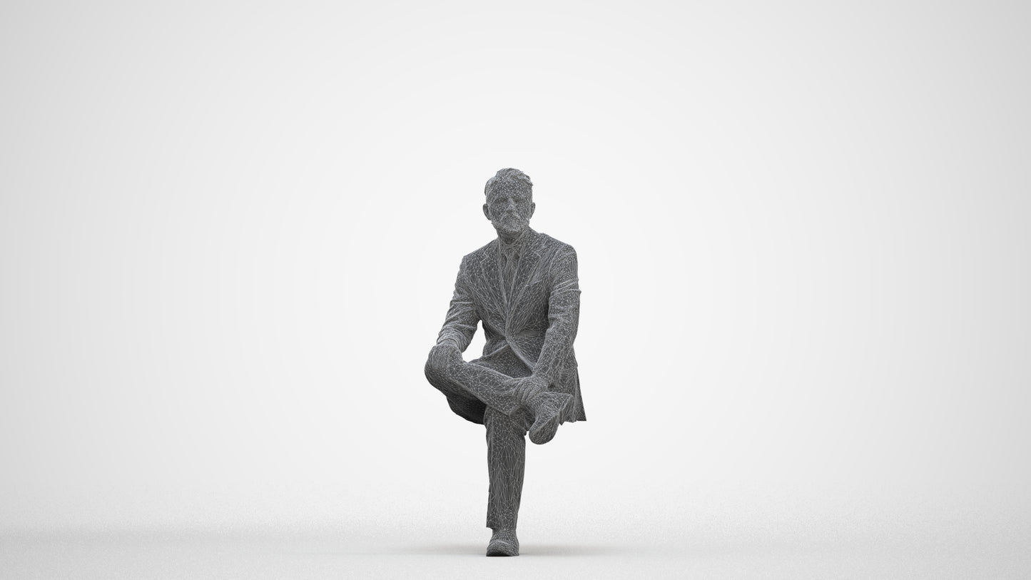 3D scanned man business, photorealistic archviz people for Enscape and SketchUp, three-quarter front view render
