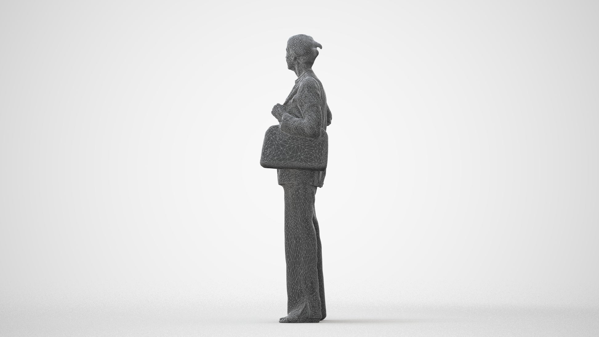 3D human model senior woman business, photogrammetry scanned person for archviz, square thumbnail