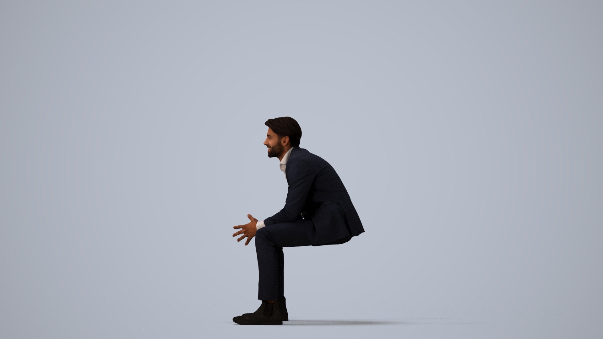 photogrammetry 3D man business, realistic human model archviz FBX, three-quarter view render