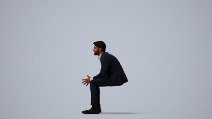 photogrammetry 3D man business, realistic human model archviz FBX, three-quarter view render
