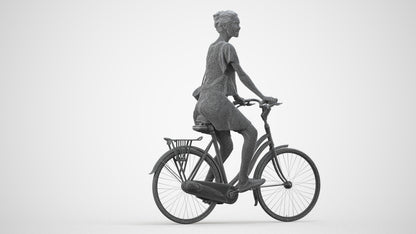 realistic 3D people woman formal cycling, render-ready for V-Ray and Corona, FBX OBJ, wireframe side view