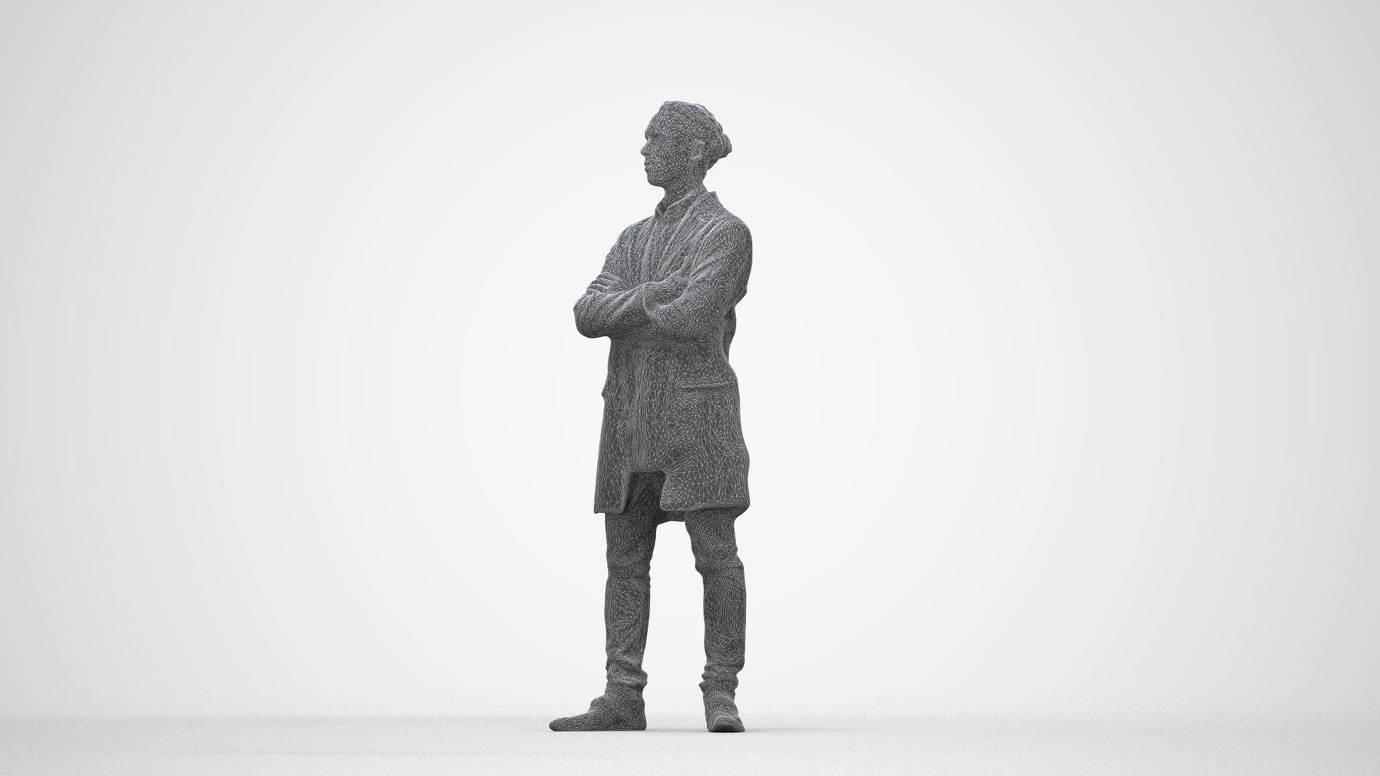 realistic 3D human man casual standing, archviz people FBX OBJ for Blender, wireframe back view