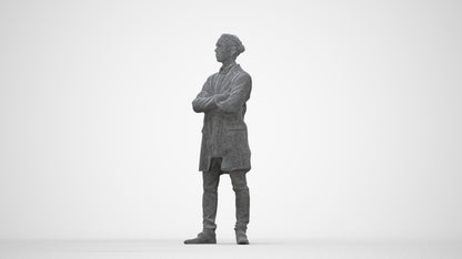 realistic 3D human man casual standing, archviz people FBX OBJ for Blender, wireframe back view