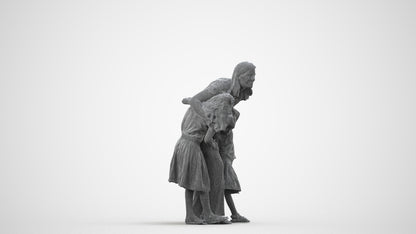 realistic 3D human girl casual kids, archviz people FBX OBJ for Blender, wireframe side view