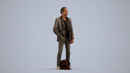 realistic 3D human man business standing, archviz people FBX OBJ for Blender, standing pose render