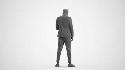 3D people model man casual standing, scanned human for 3ds Max rendering, wireframe front view