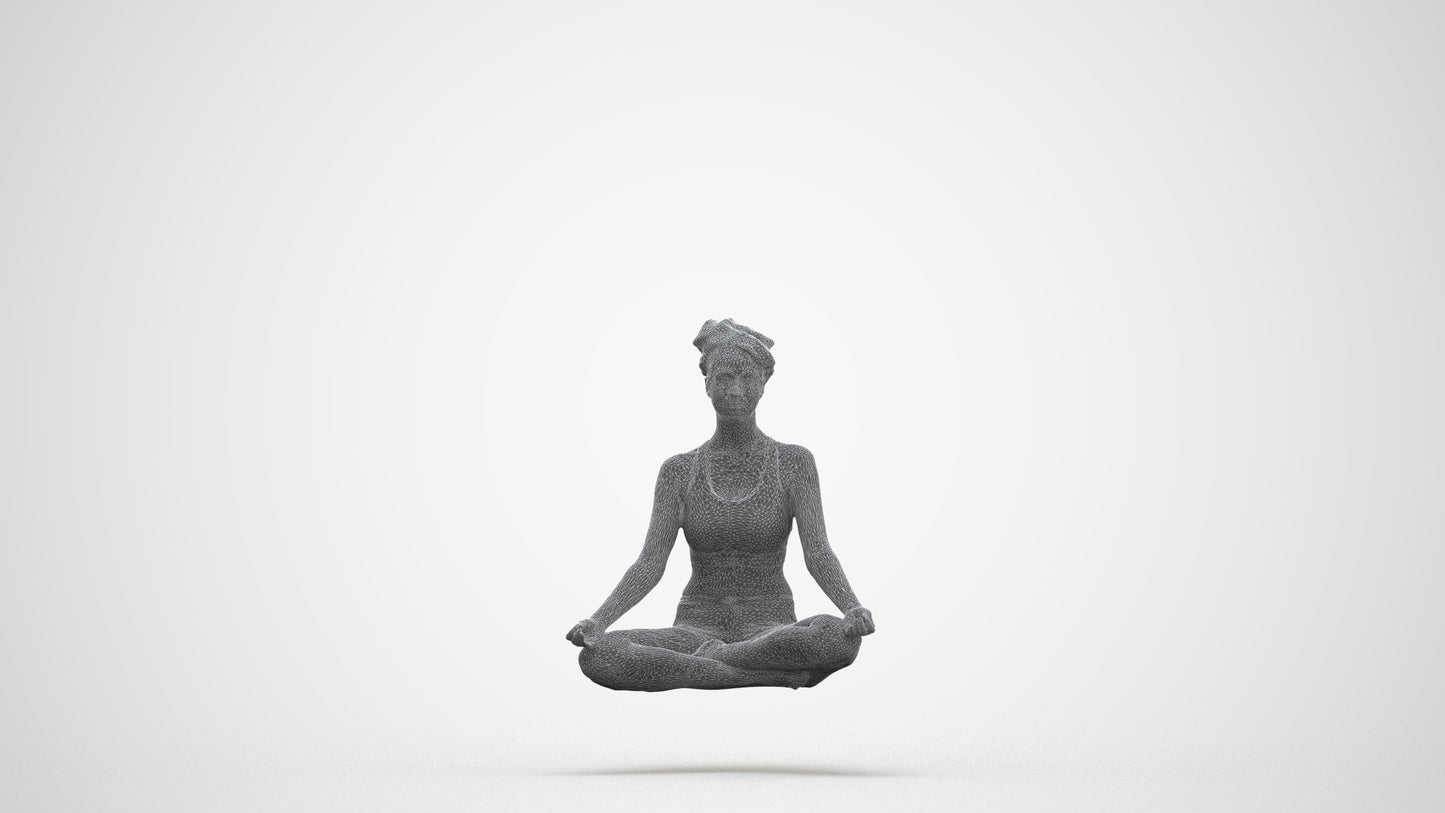 3D human model woman sport, photogrammetry scanned person for archviz, three-quarter front view render