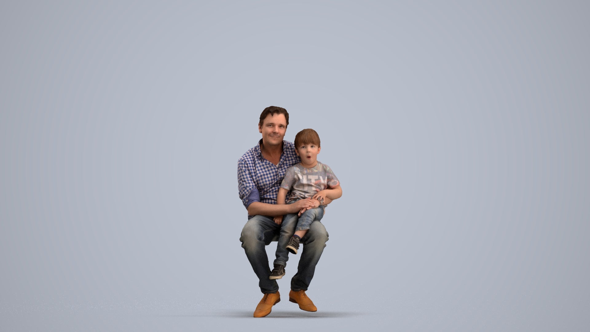 3D people model boy casual kids, scanned human for 3ds Max rendering, standing pose render
