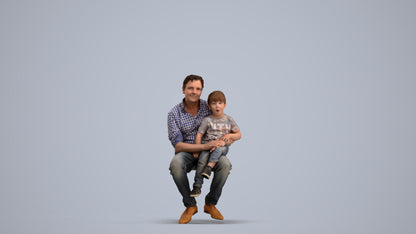 3D people model boy casual kids, scanned human for 3ds Max rendering, standing pose render