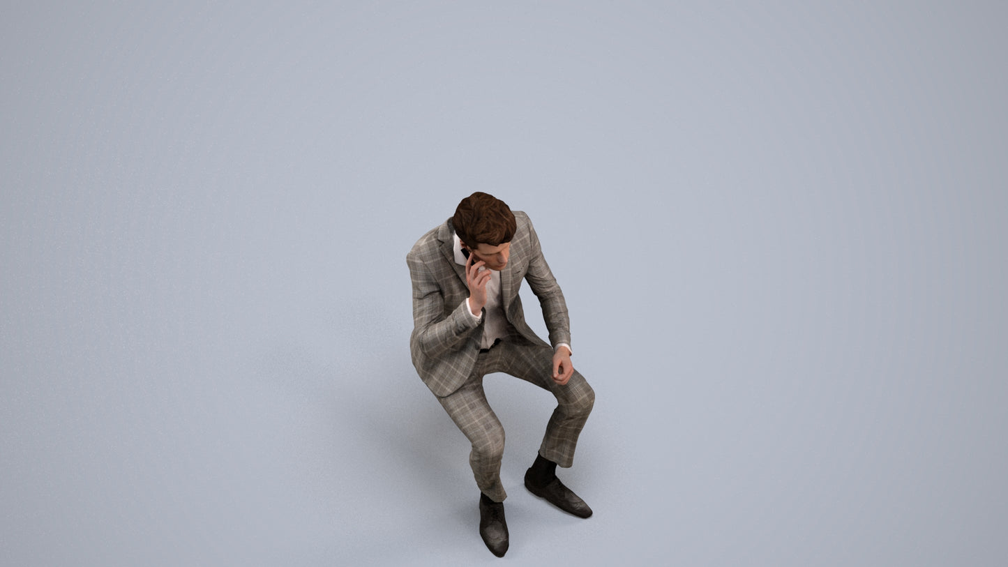 realistic 3D man business, scanned archviz people for Blender and 3ds Max, back view render