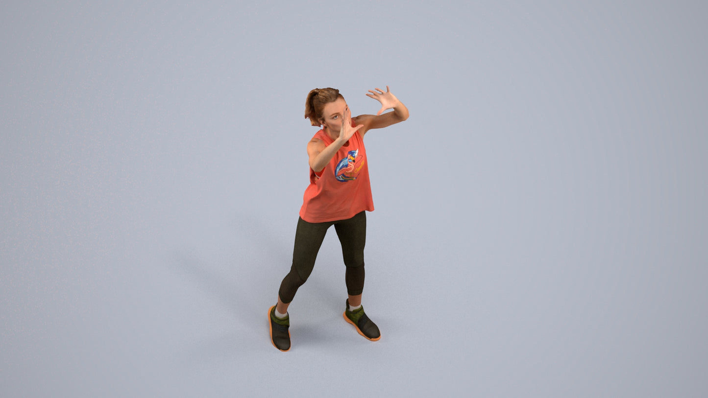 scanned 3D woman sport, photogrammetry people for Enscape and V-Ray, back view render