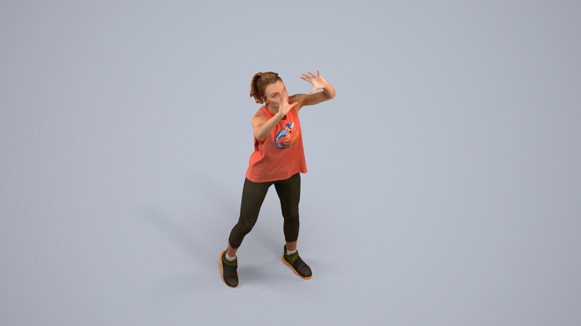 scanned 3D woman sport, photogrammetry people for Enscape and V-Ray, back view render