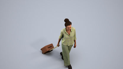 photogrammetry 3D woman casual walking, realistic human model archviz FBX, back view render