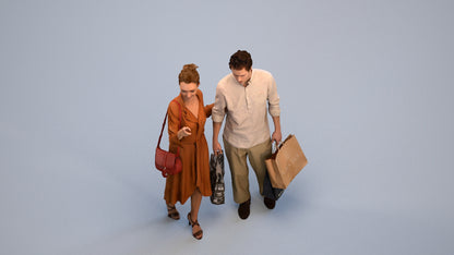photogrammetry 3D man casual shopping, realistic human model archviz FBX, back view render