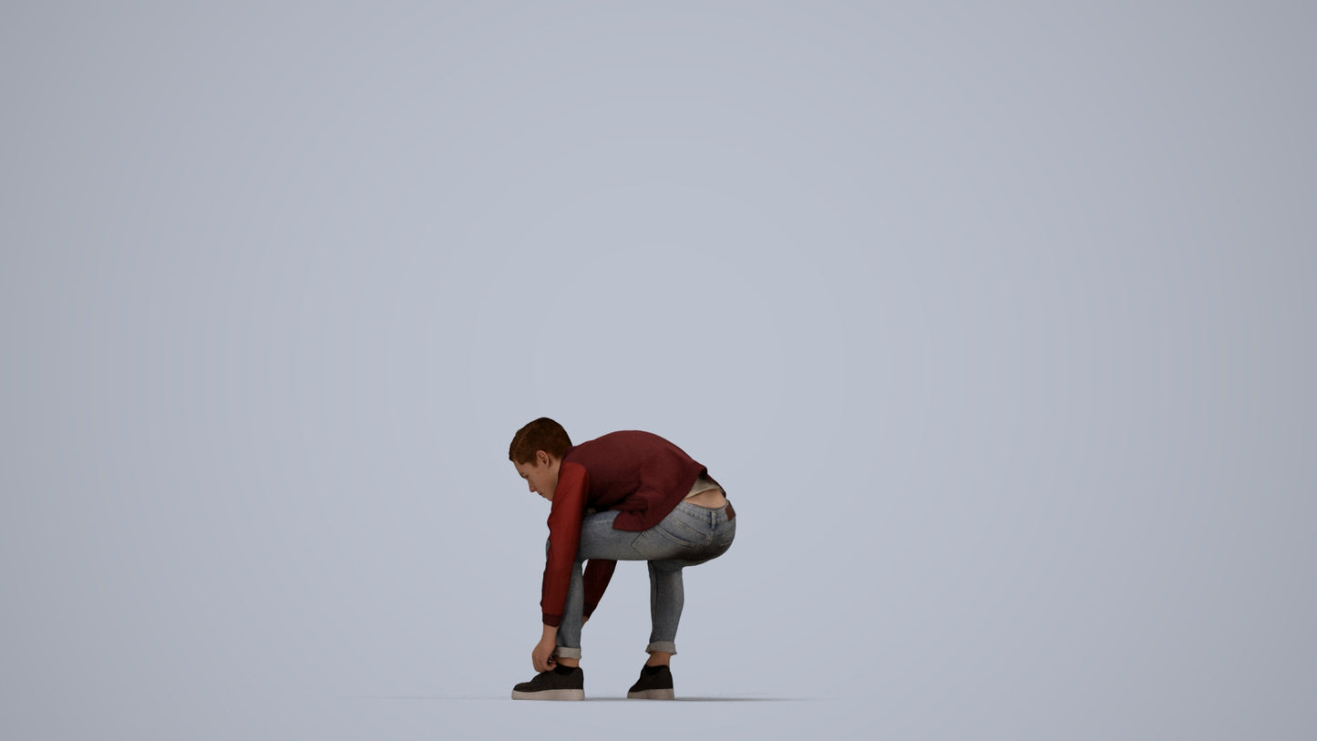3D scanned boy kids casual, photorealistic archviz people for Enscape and SketchUp, top-down view render
