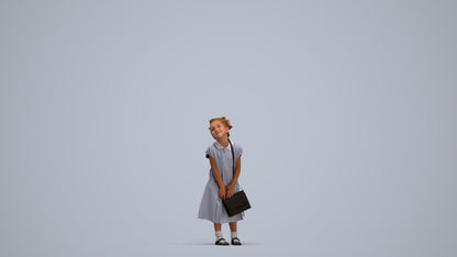 realistic 3D girl casual kids, scanned archviz people for Blender and 3ds Max, standing pose render