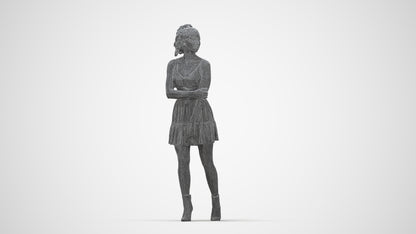 scanned 3D woman casual walking, photogrammetry people for Enscape and V-Ray, wireframe back view