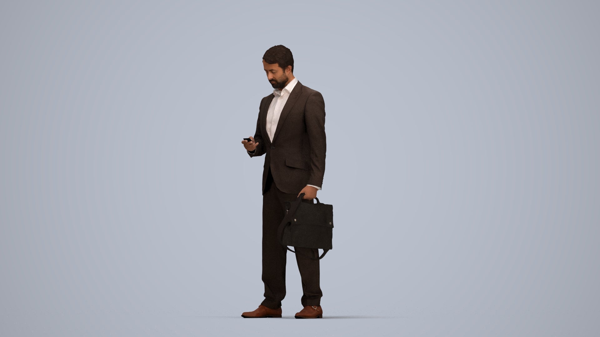 3D people model man business, scanned human for 3ds Max rendering, top-down view render