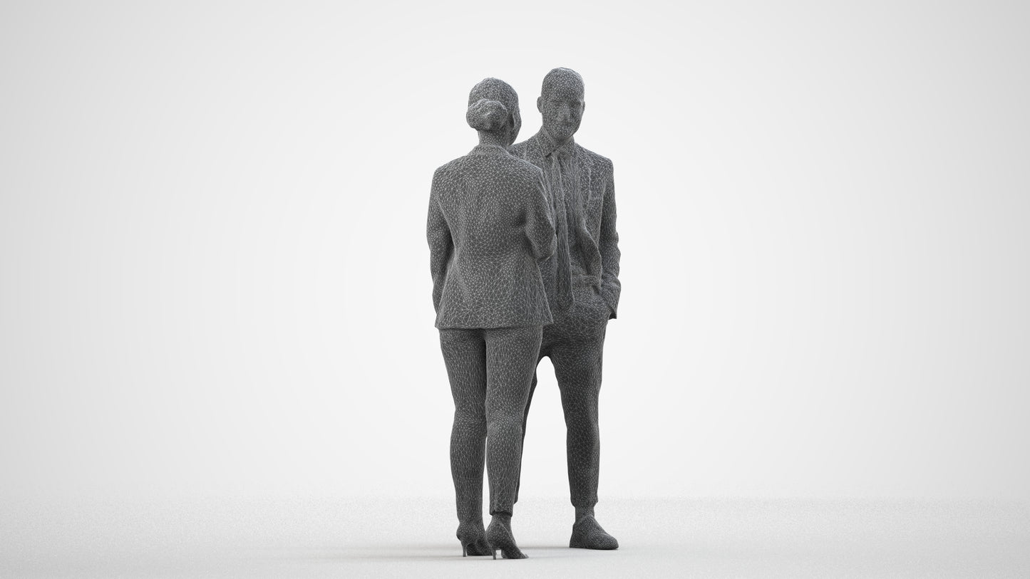 realistic 3D woman business, scanned archviz people for Blender and 3ds Max, wireframe side view