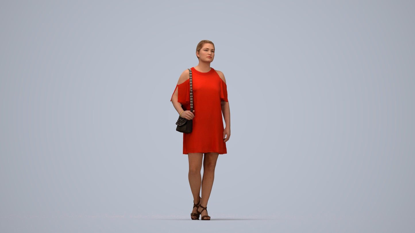 scanned 3D woman formal standing, photogrammetry people for Enscape and V-Ray, top-down view render