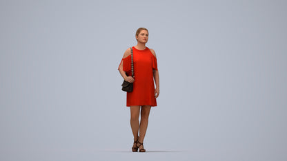 scanned 3D woman formal standing, photogrammetry people for Enscape and V-Ray, top-down view render