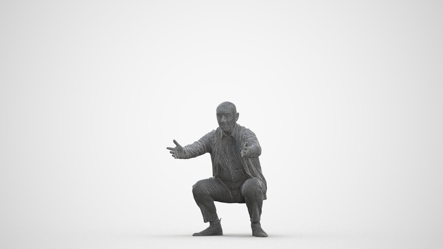 3D scanned senior man standing casual, photorealistic archviz people for Enscape and SketchUp
