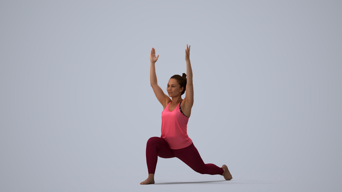 realistic 3D people woman sport, render-ready for V-Ray and Corona, FBX OBJ, three-quarter view render