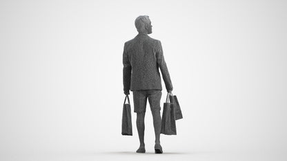 photogrammetry 3D man casual formal, realistic human model archviz FBX, wireframe front view