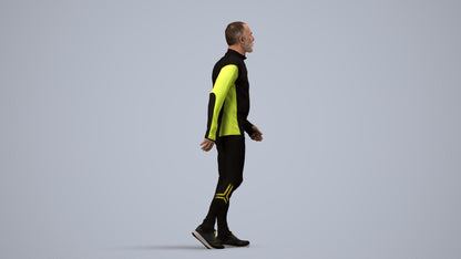 3D people model senior man sport, scanned human for 3ds Max rendering, side view render