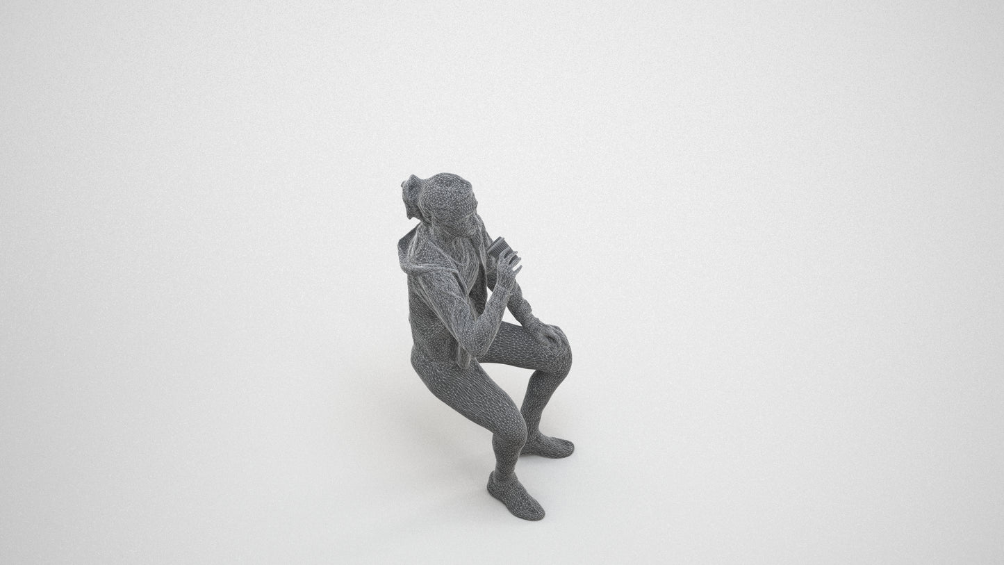 realistic 3D human woman sport, archviz people FBX OBJ for Blender, wireframe three-quarter view