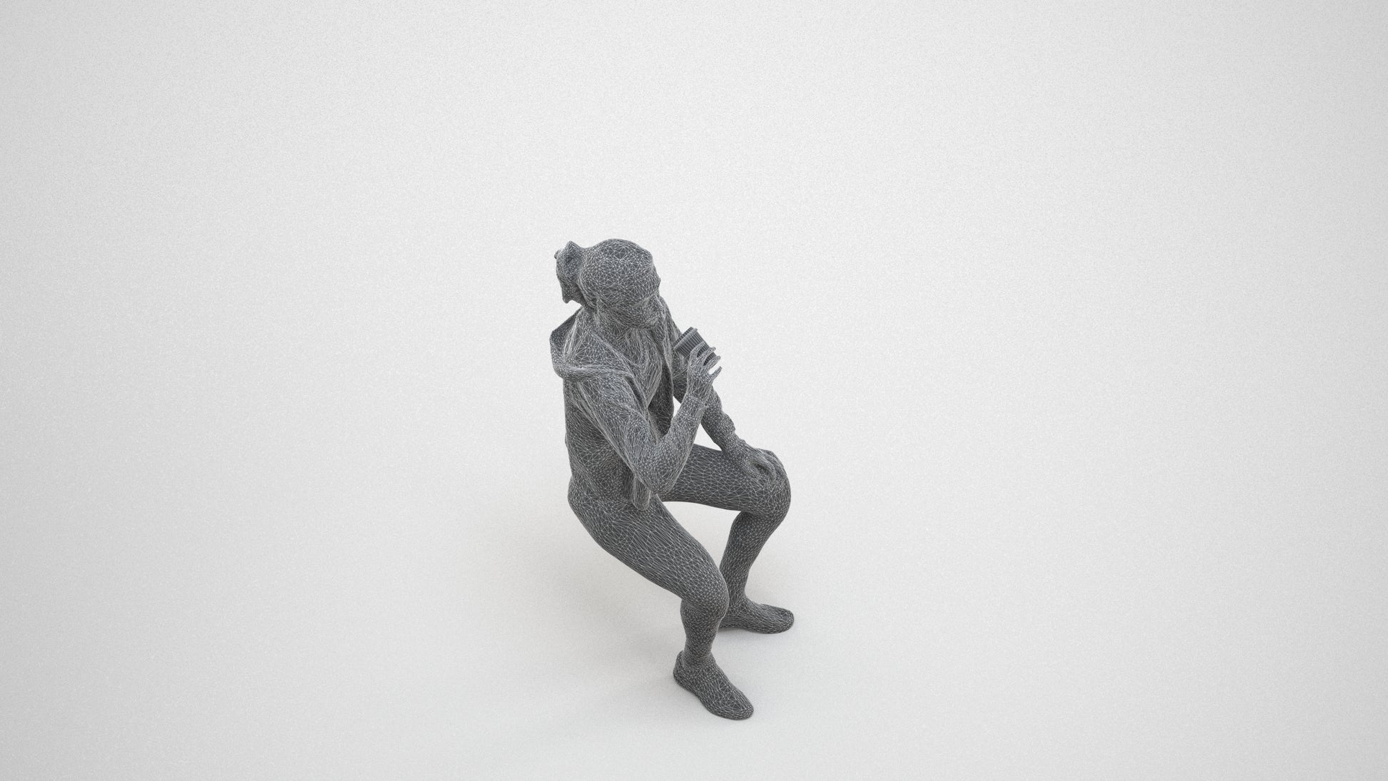 realistic 3D human woman sport, archviz people FBX OBJ for Blender, wireframe three-quarter view