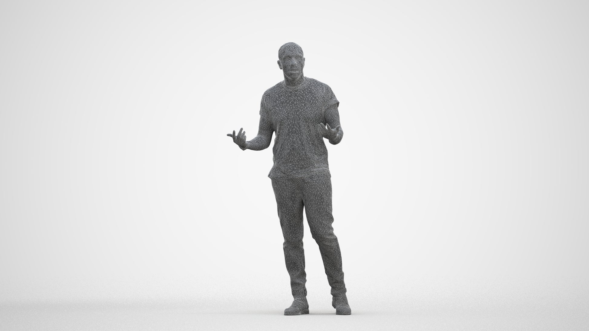 photogrammetry 3D man casual standing, realistic human model archviz FBX, three-quarter front view render