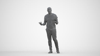 photogrammetry 3D man casual standing, realistic human model archviz FBX, three-quarter front view render