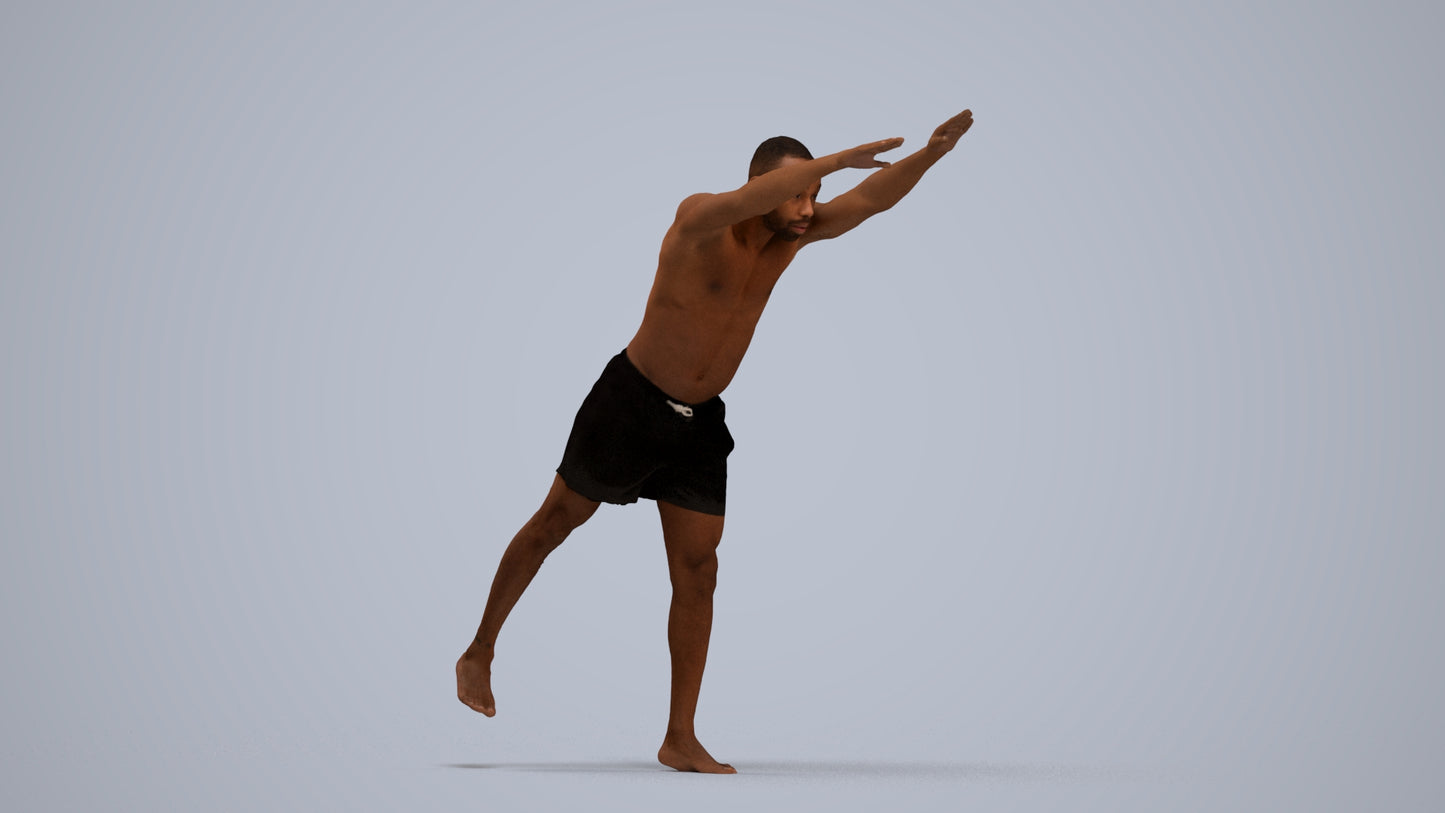3D people model man pool, scanned human for 3ds Max rendering, standing pose render