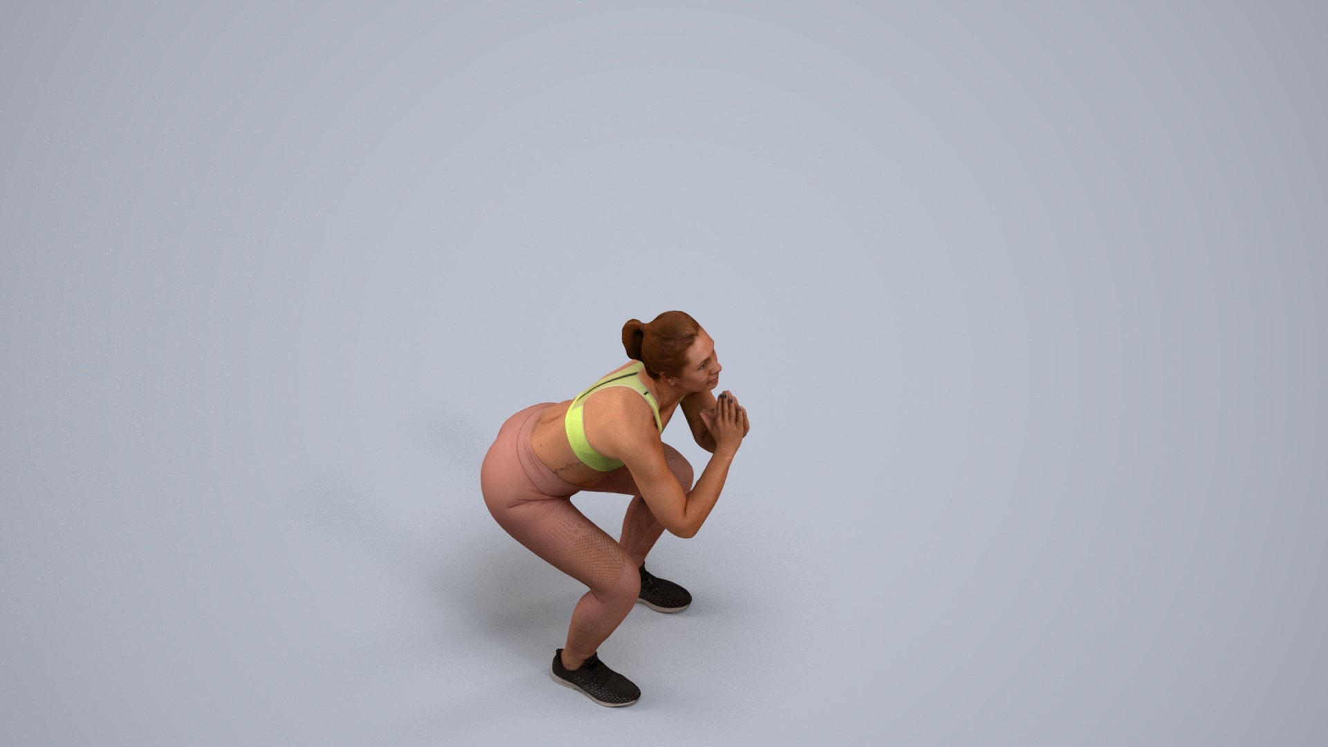 realistic 3D people woman sport, render-ready for V-Ray and Corona, FBX OBJ, back view render