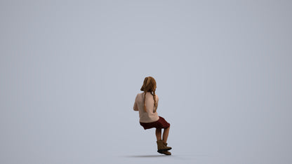 realistic 3D human girl casual kids, archviz people FBX OBJ for Blender, front view render