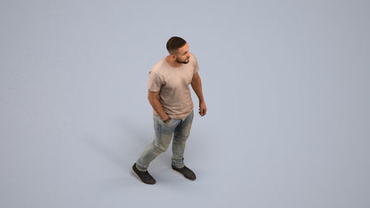 scanned 3D man casual walking, photogrammetry people for Enscape and V-Ray, back view render