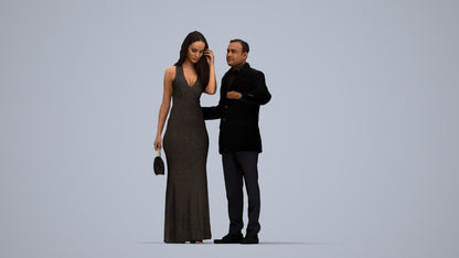 3D people model man formal couple, scanned human for 3ds Max rendering, top-down view render