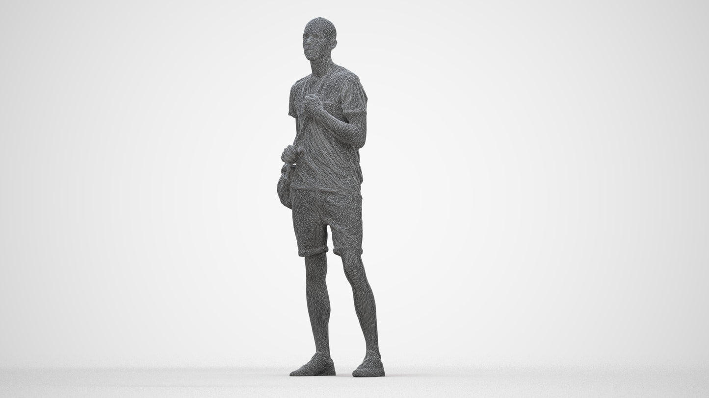 3D scanned man mix casual, photorealistic archviz people for Enscape and SketchUp, wireframe back view
