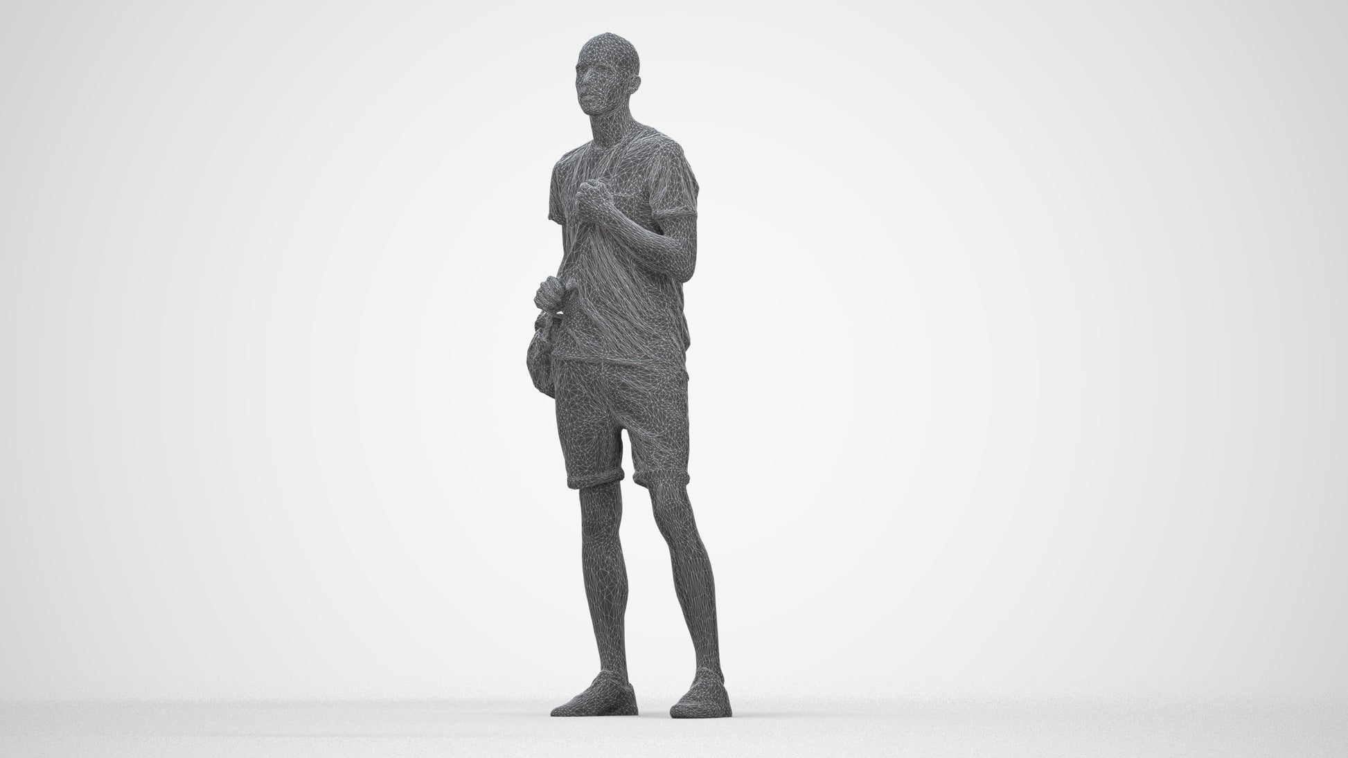 3D scanned man mix casual, photorealistic archviz people for Enscape and SketchUp, wireframe back view