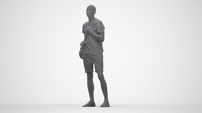3D scanned man mix casual, photorealistic archviz people for Enscape and SketchUp, wireframe back view